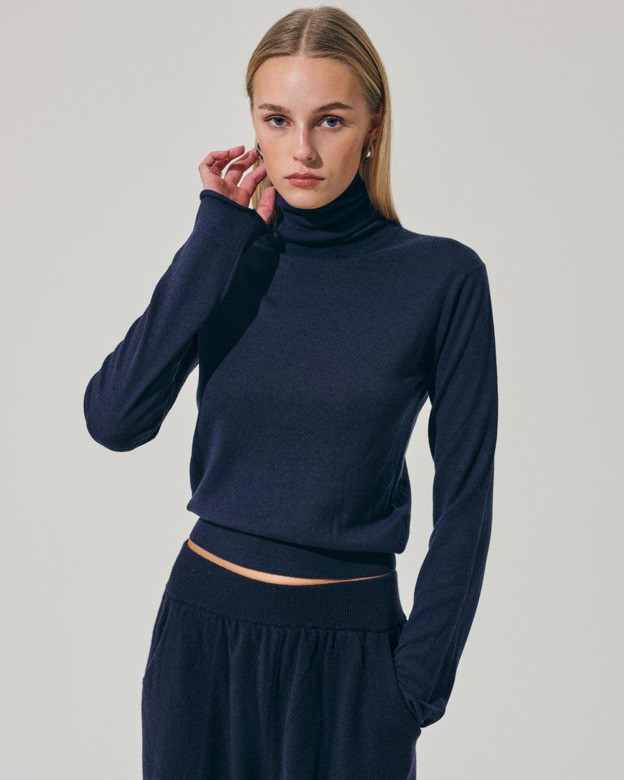 Scaglione TURTLE NECK SLIM KASHSILK NAVY Online