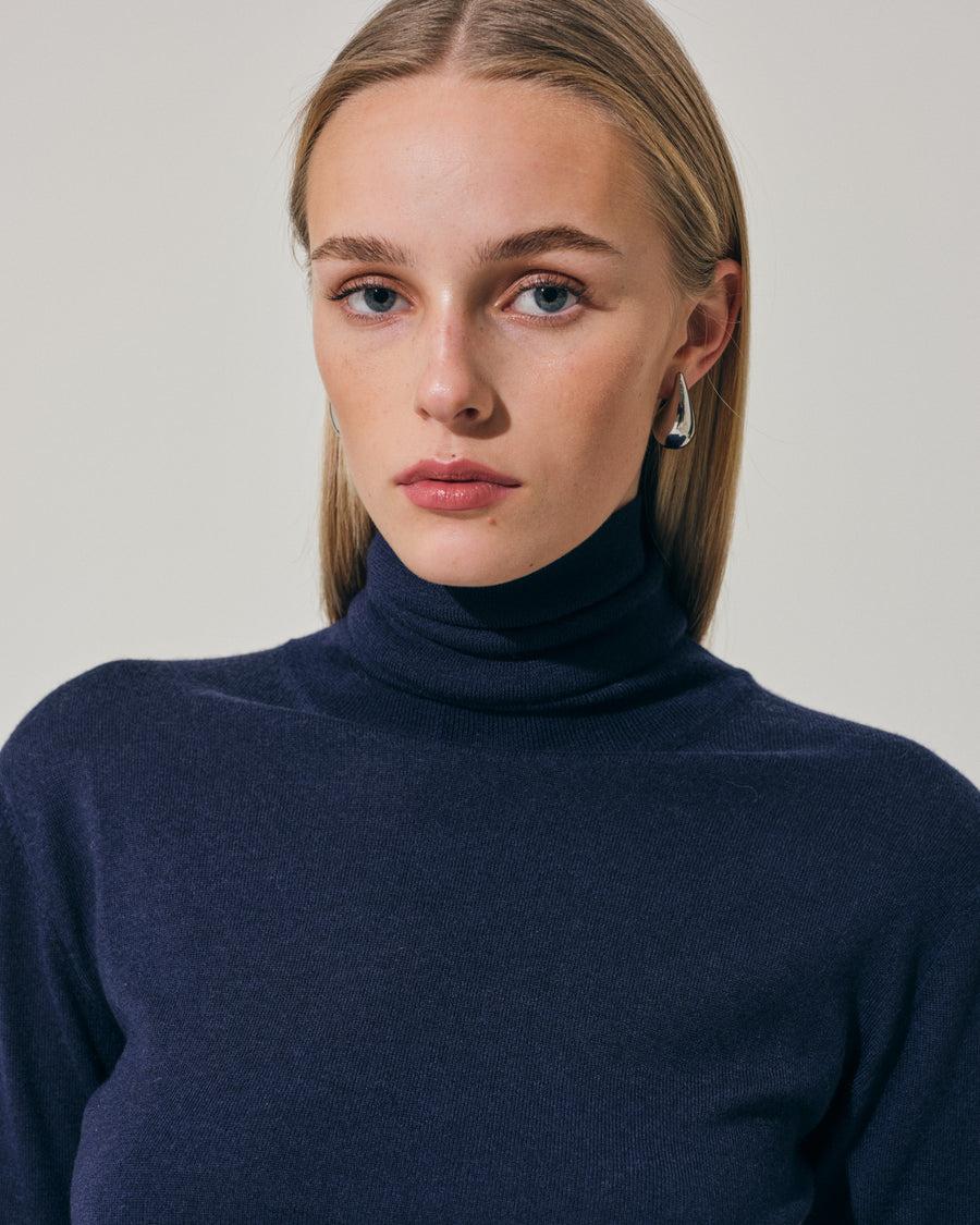 Scaglione TURTLE NECK SLIM KASHSILK NAVY Online