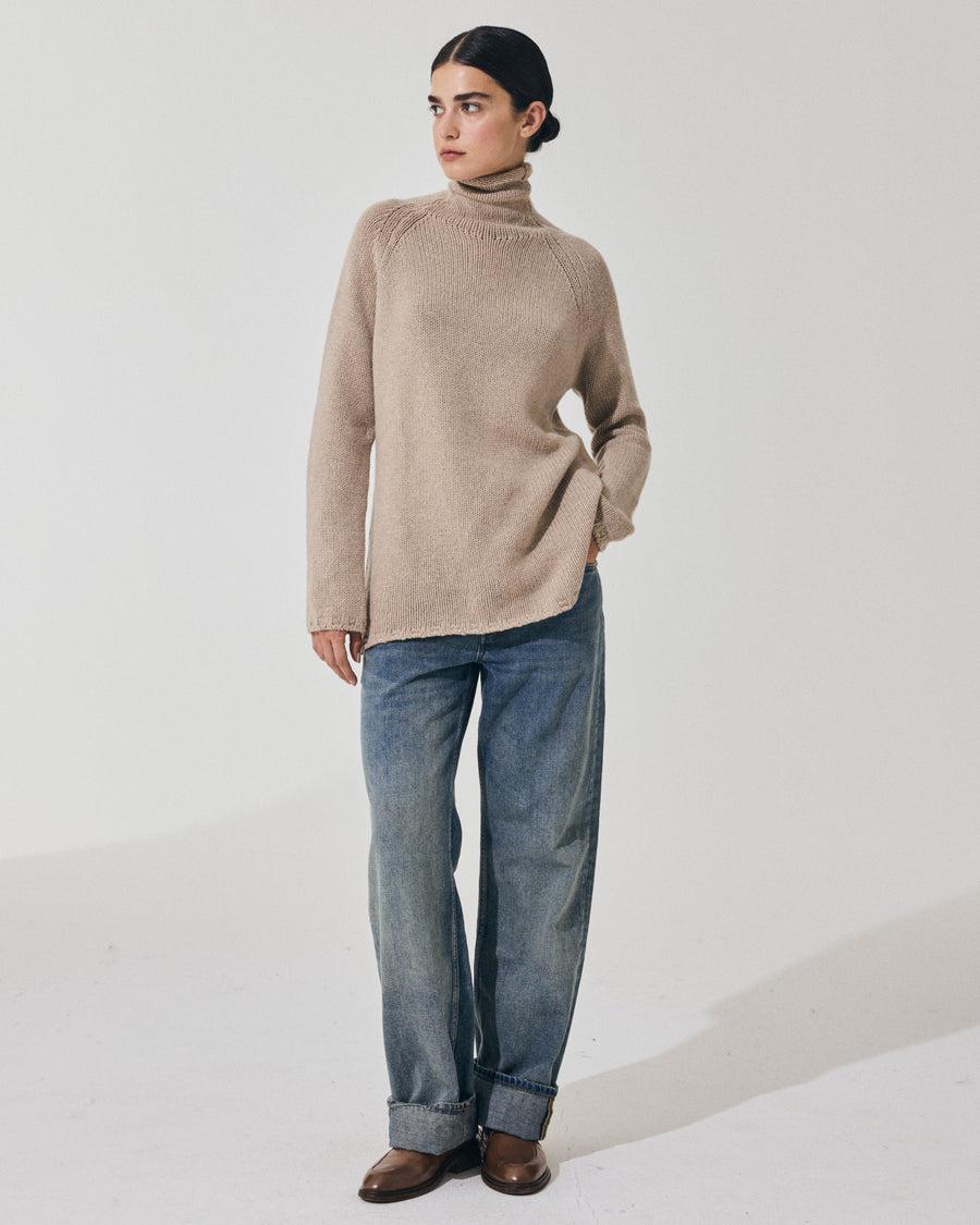 Scaglione MOCK NECK RAGLAN SUPERSOFT SAND Hotsell