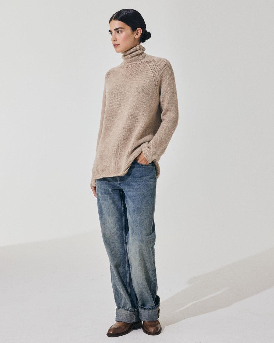 Scaglione MOCK NECK RAGLAN SUPERSOFT SAND Hotsell