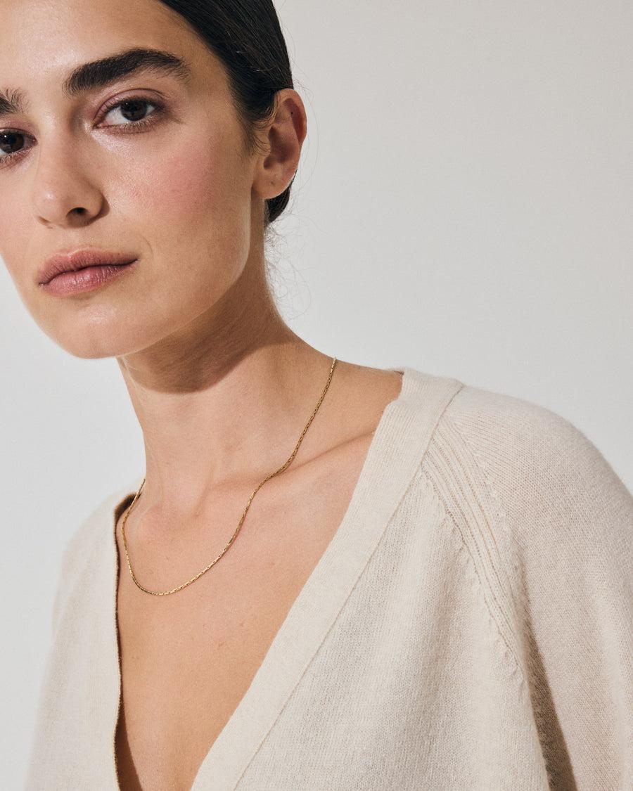 Scaglione CARDIGAN RAGLAN RIBBED SIDES MILK In Linea