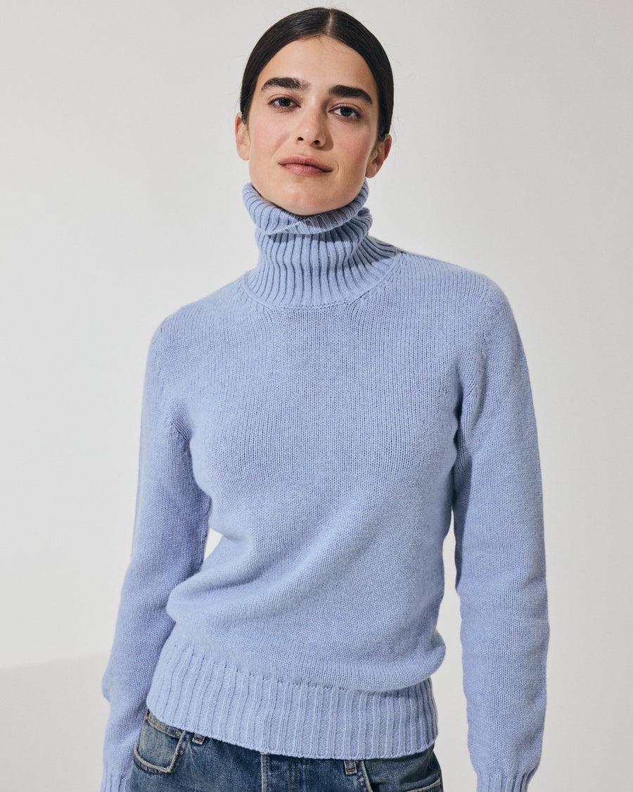 Scaglione TURTLE NECK SOFT HYBRID CASHMERE CELESTE Moda
