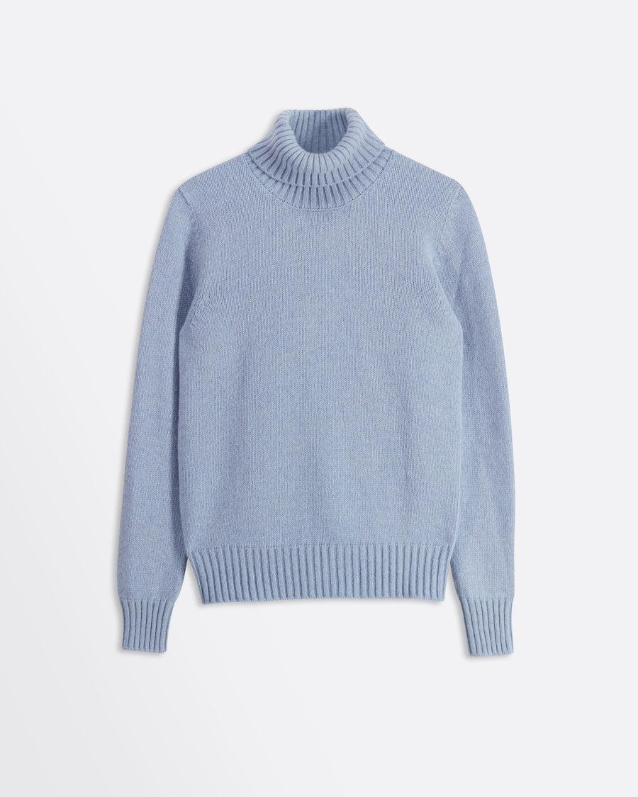 Scaglione TURTLE NECK SOFT HYBRID CASHMERE CELESTE Moda