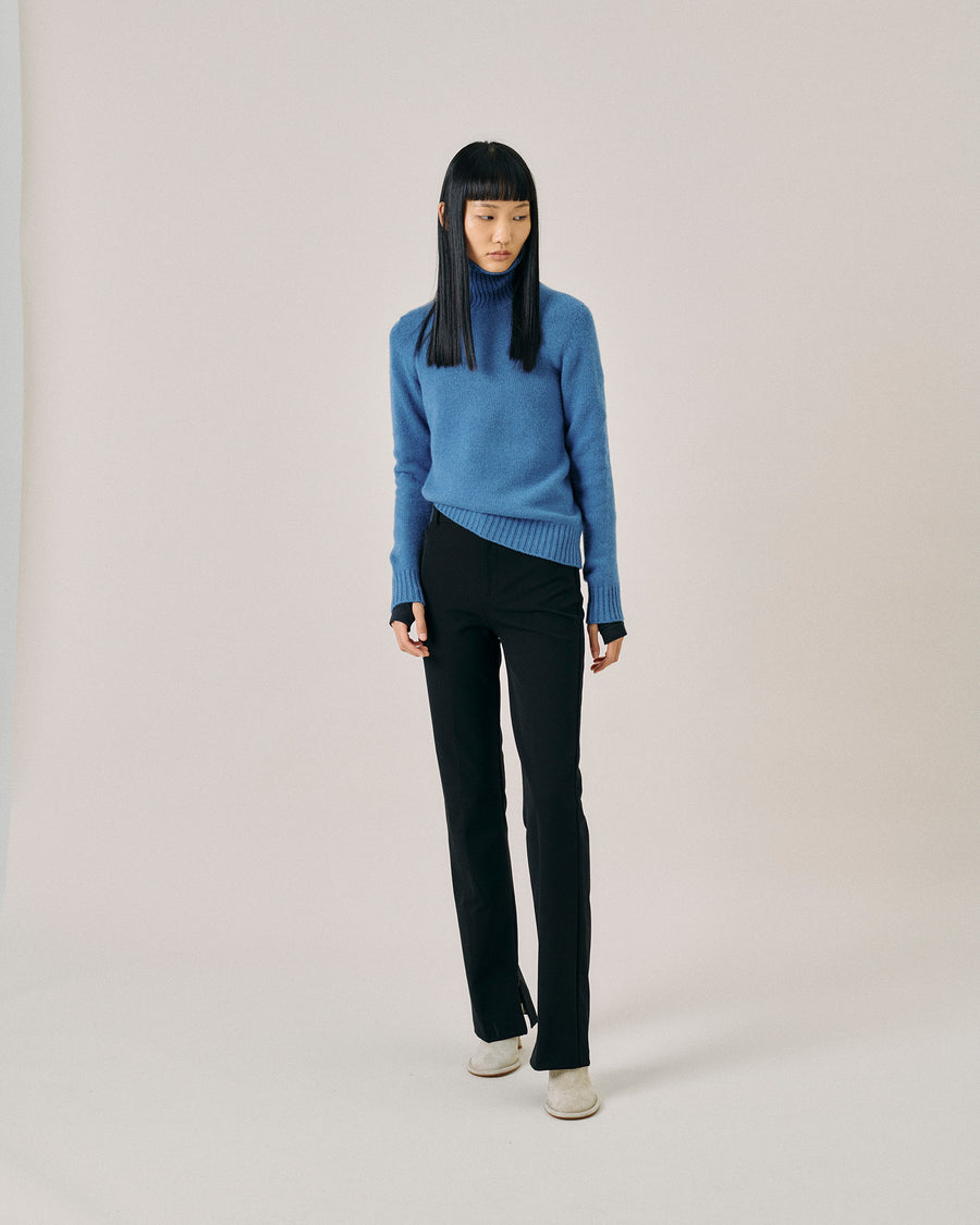 Scaglione TURTLE NECK SOFT HYBRID CASHMERE CORNFLOWER Italy