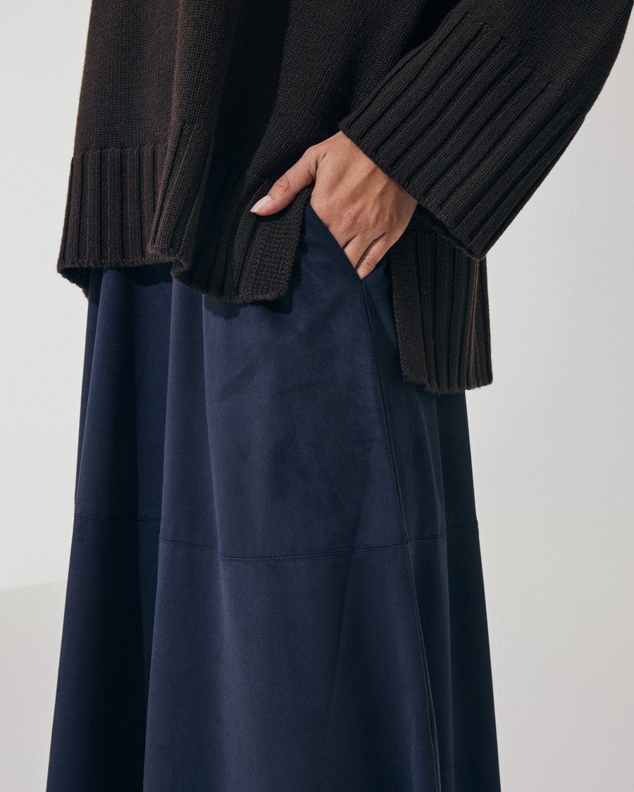 Scaglione SKIRT RUOTA ECOSUEDE NAVY Sottocosto