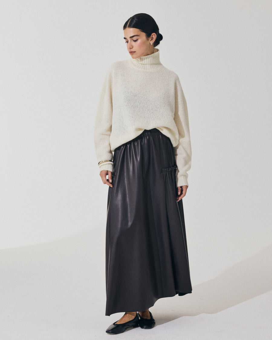 Scaglione SKIRT LUNGA CON ARRICCIO ECOPELLE MORO Convenienza