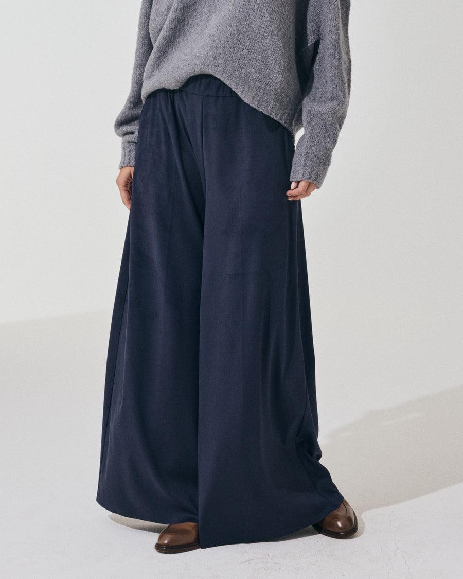 Scaglione PANT LARGO ECOSUEDE NAVY Outlet