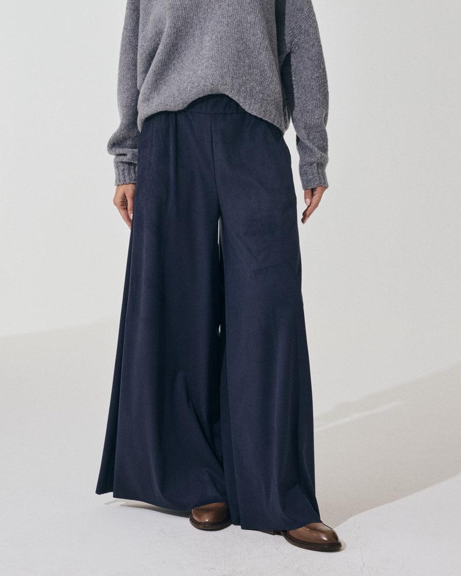 Scaglione PANT LARGO ECOSUEDE NAVY Outlet
