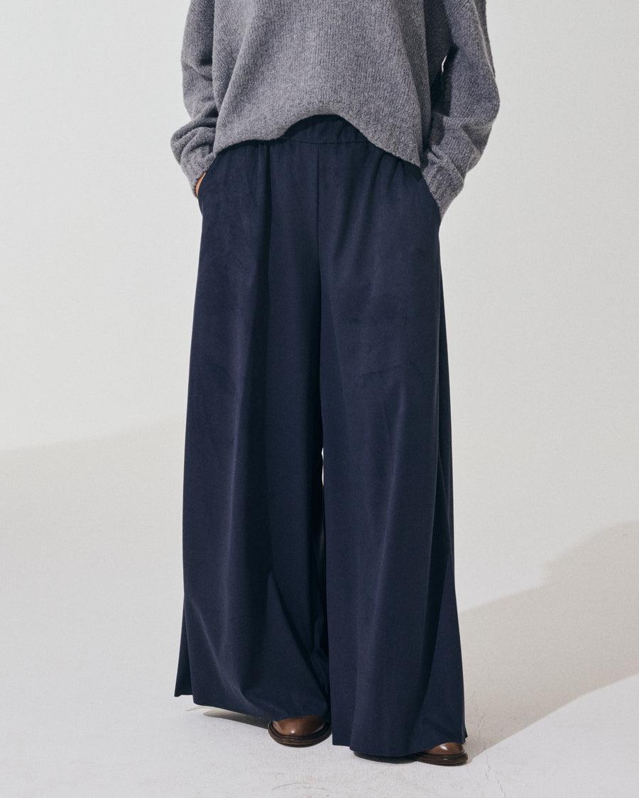 Scaglione PANT LARGO ECOSUEDE NAVY Outlet