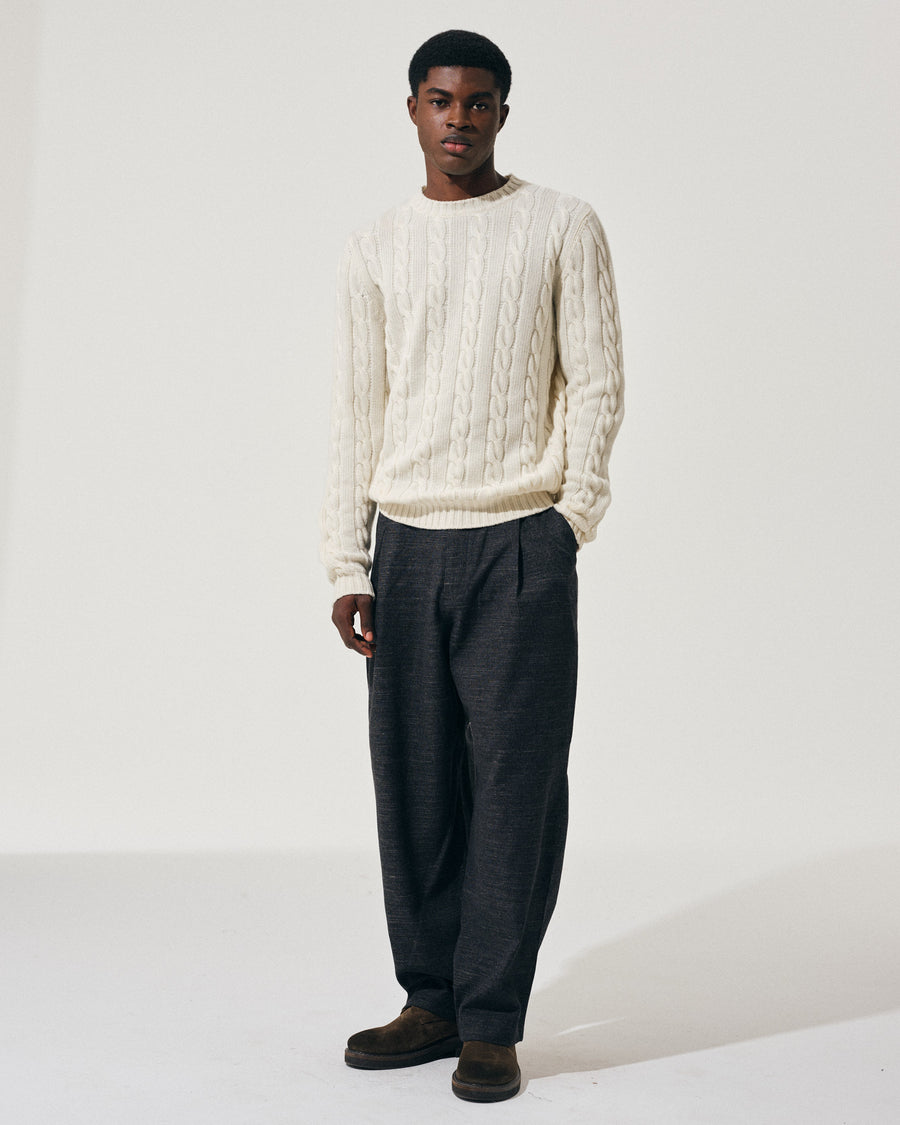Scaglione ROUND NECK CABLES MIX CASH MILK Saldi