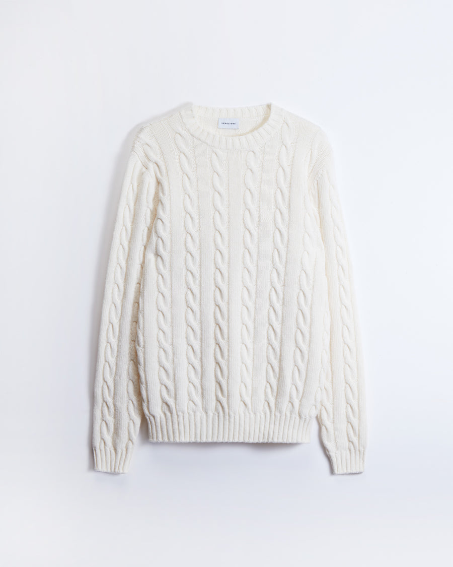 Scaglione ROUND NECK CABLES MIX CASH MILK Saldi