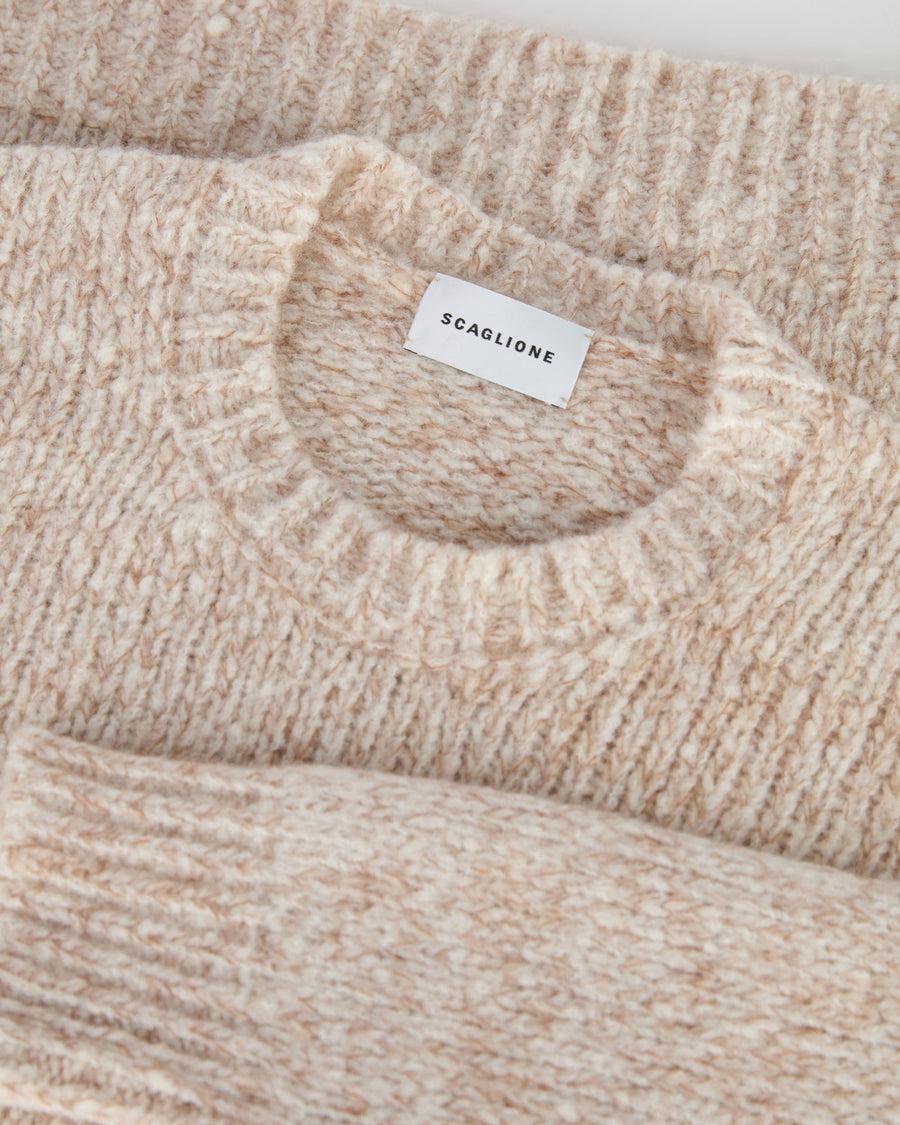 Scaglione ROUND NECK OVER MOULINE' CARAMEL Negozio