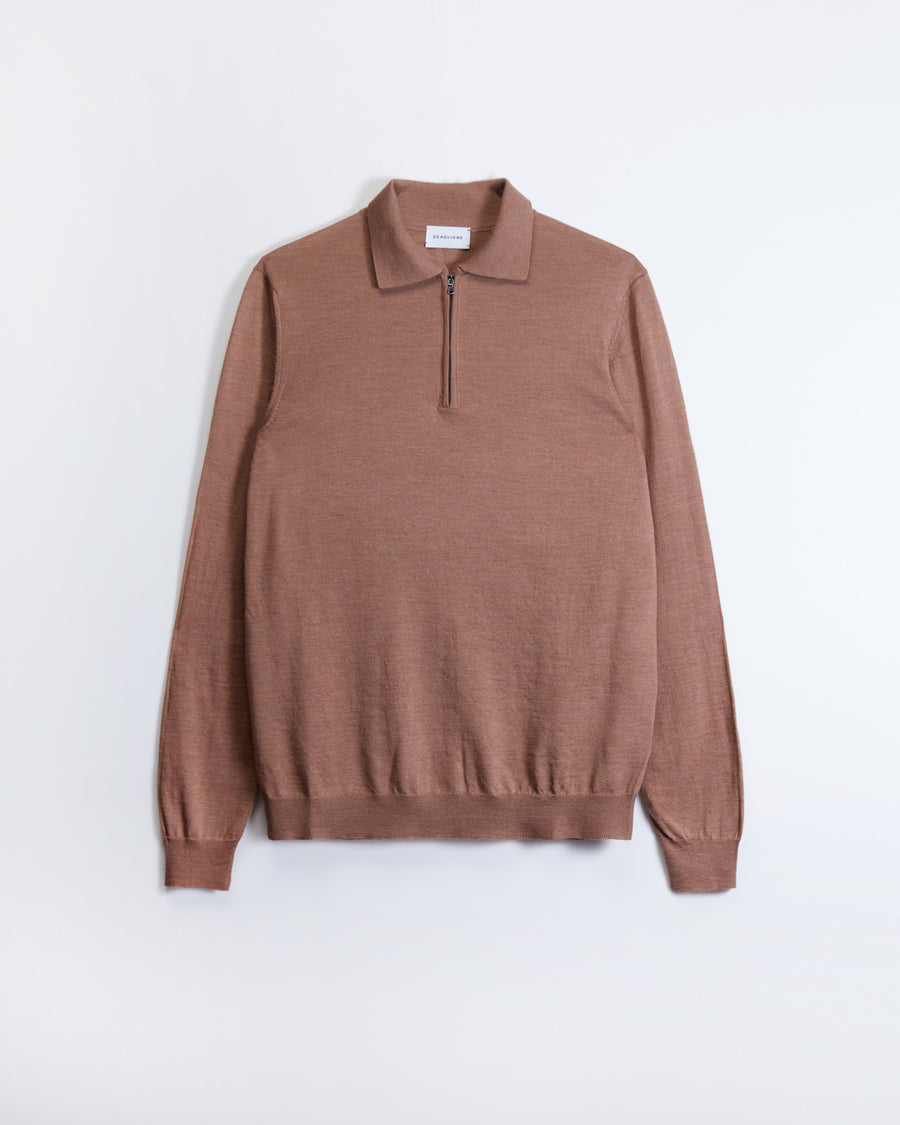Scaglione POLO ZIP FINELUX CAMEL In Saldo