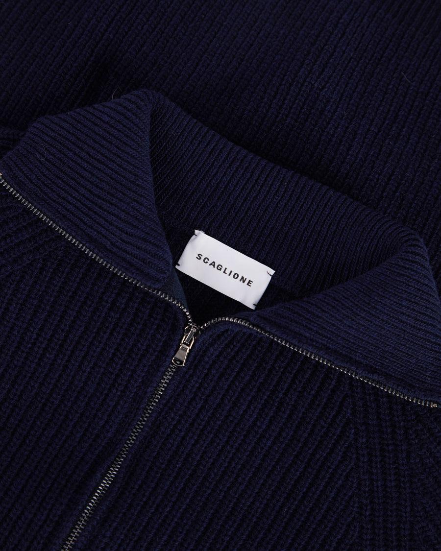 Scaglione ZIPPER T.NECK PANNOCCHIA CASH BLEND NAVY Moda