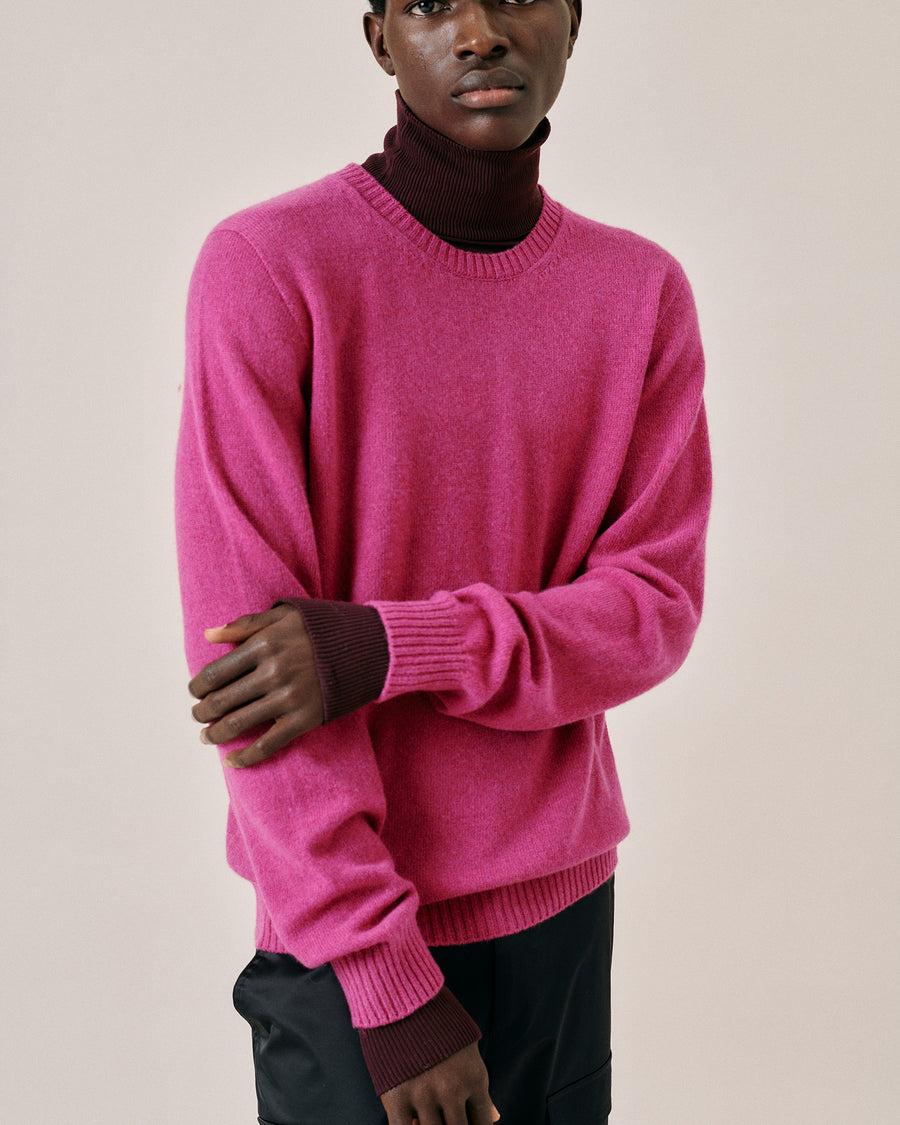 Scaglione ROUND NECK SEAMLESS HYBRD CASHMERE DAHLIA In Vendita
