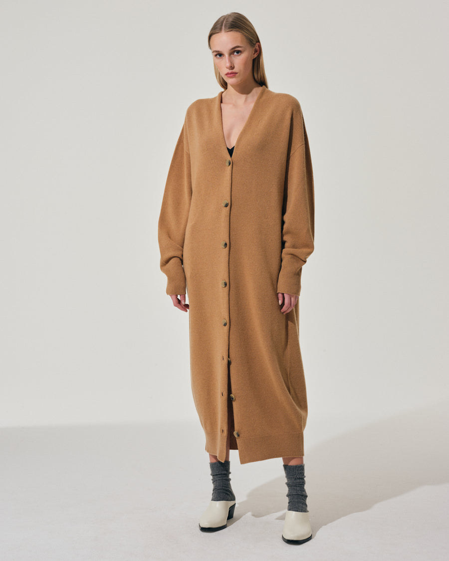 Scaglione CARDIGAN LUNGO SEAMLESS CARAMEL Italy