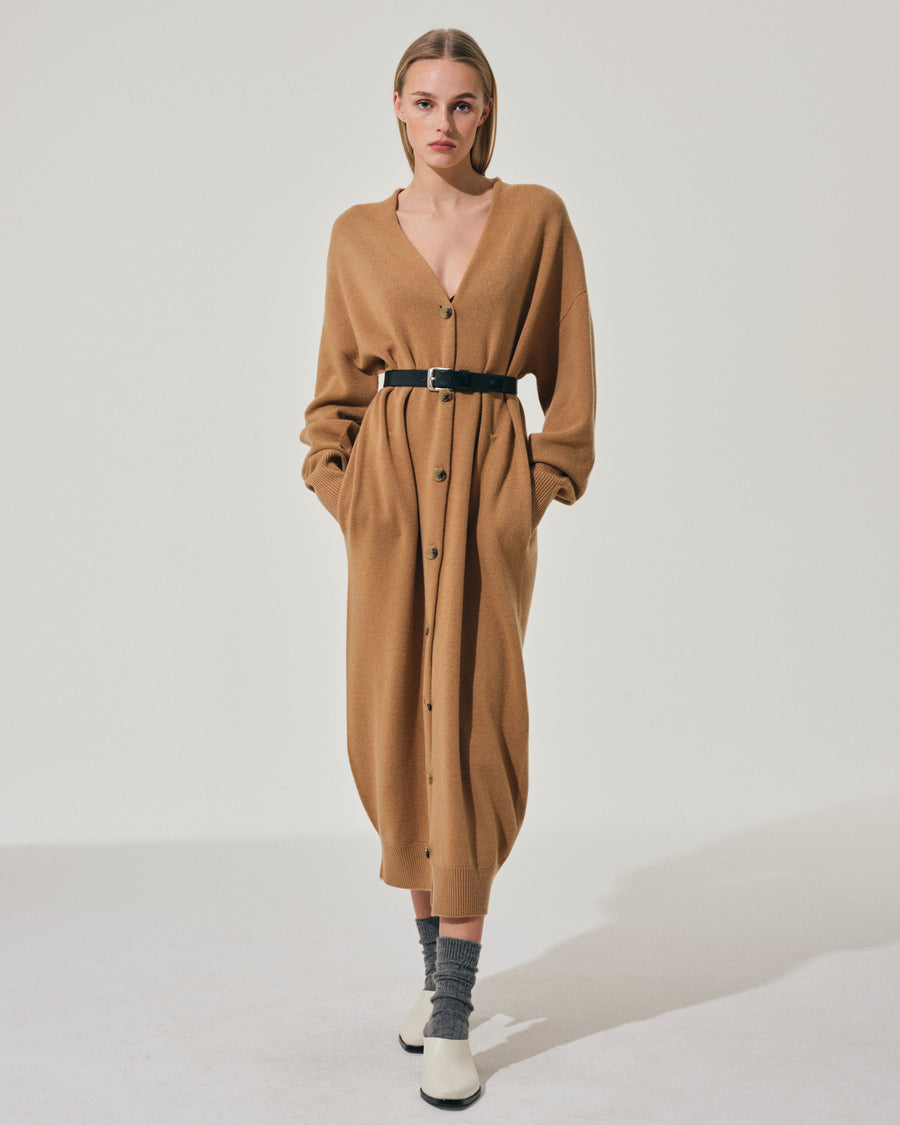 Scaglione CARDIGAN LUNGO SEAMLESS CARAMEL Italy