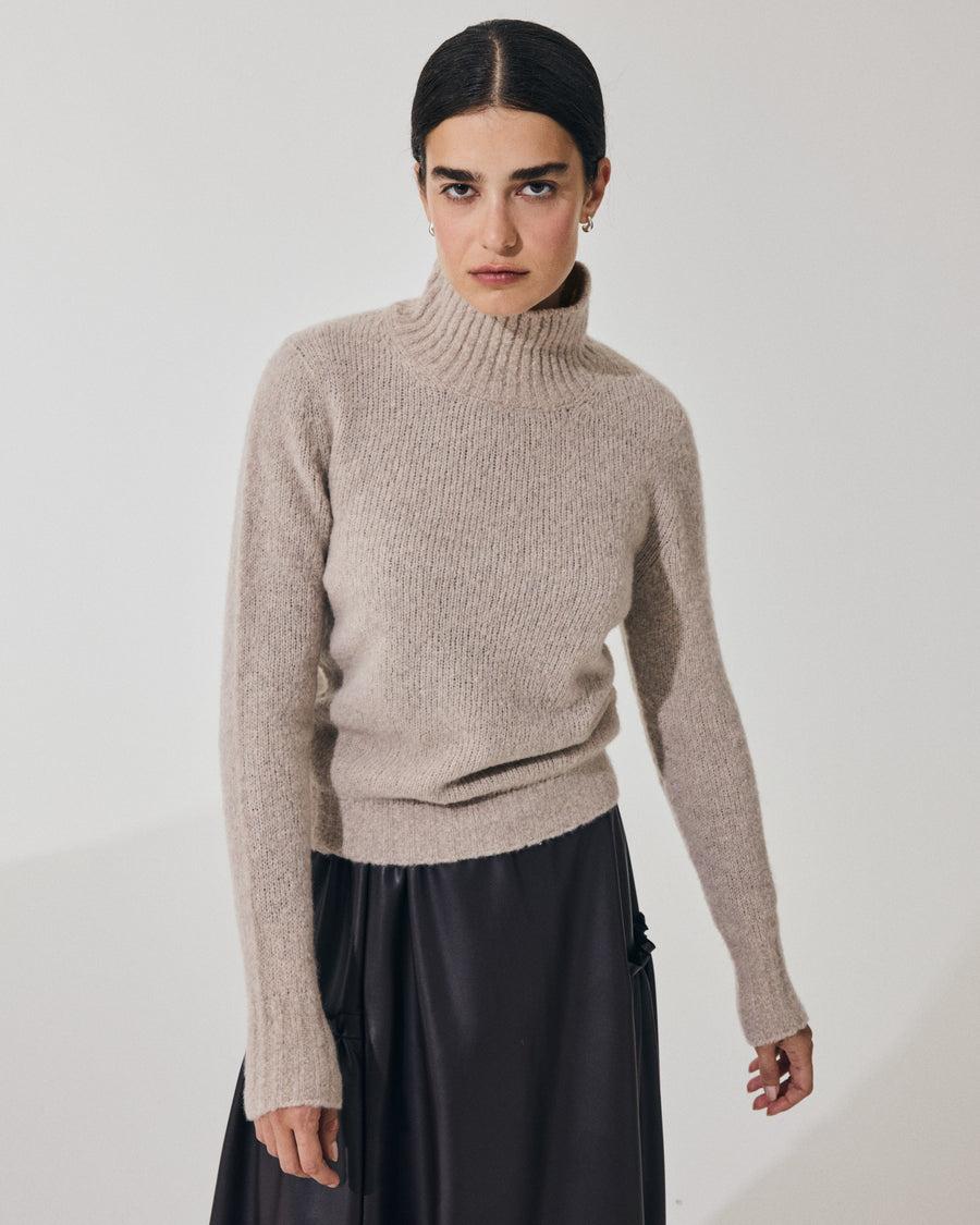 Scaglione TURTLE NECK SLIM PUFFED CASHMERE BEIGE 2025