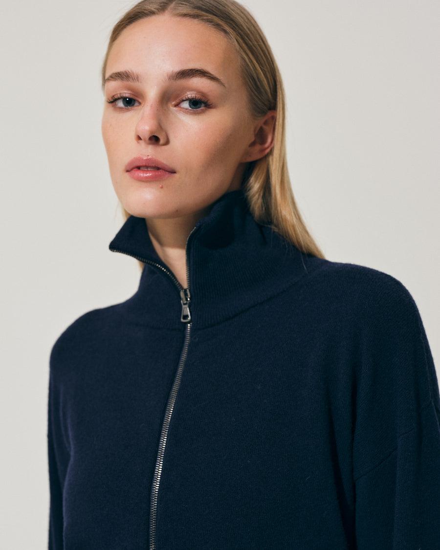 Scaglione BOMBER ZIP CASH BLEND NAVY Spedizione Gratuita