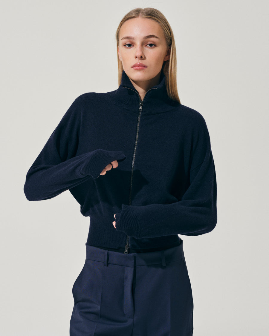 Scaglione BOMBER ZIP CASH BLEND NAVY Spedizione Gratuita