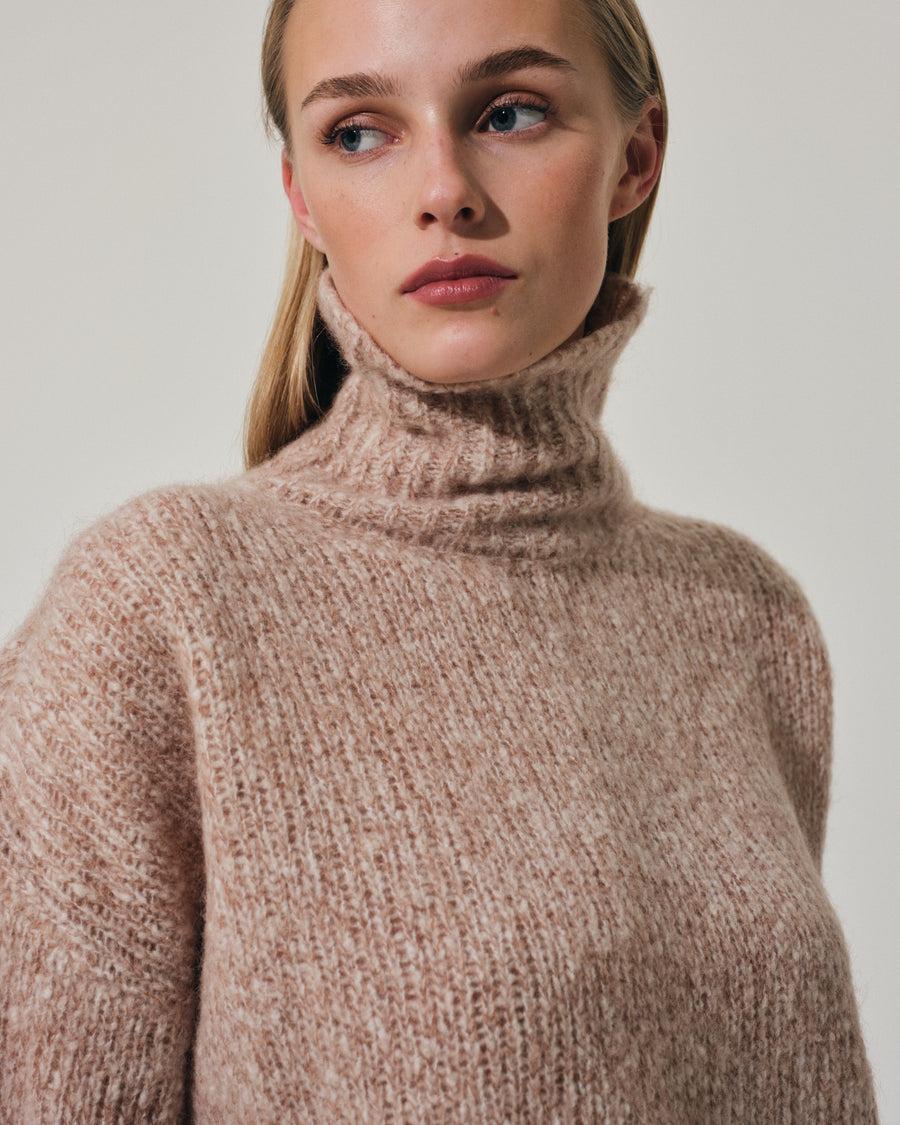 Scaglione MOCK NECK OVER MOULINE' CARAMEL Shopping Online