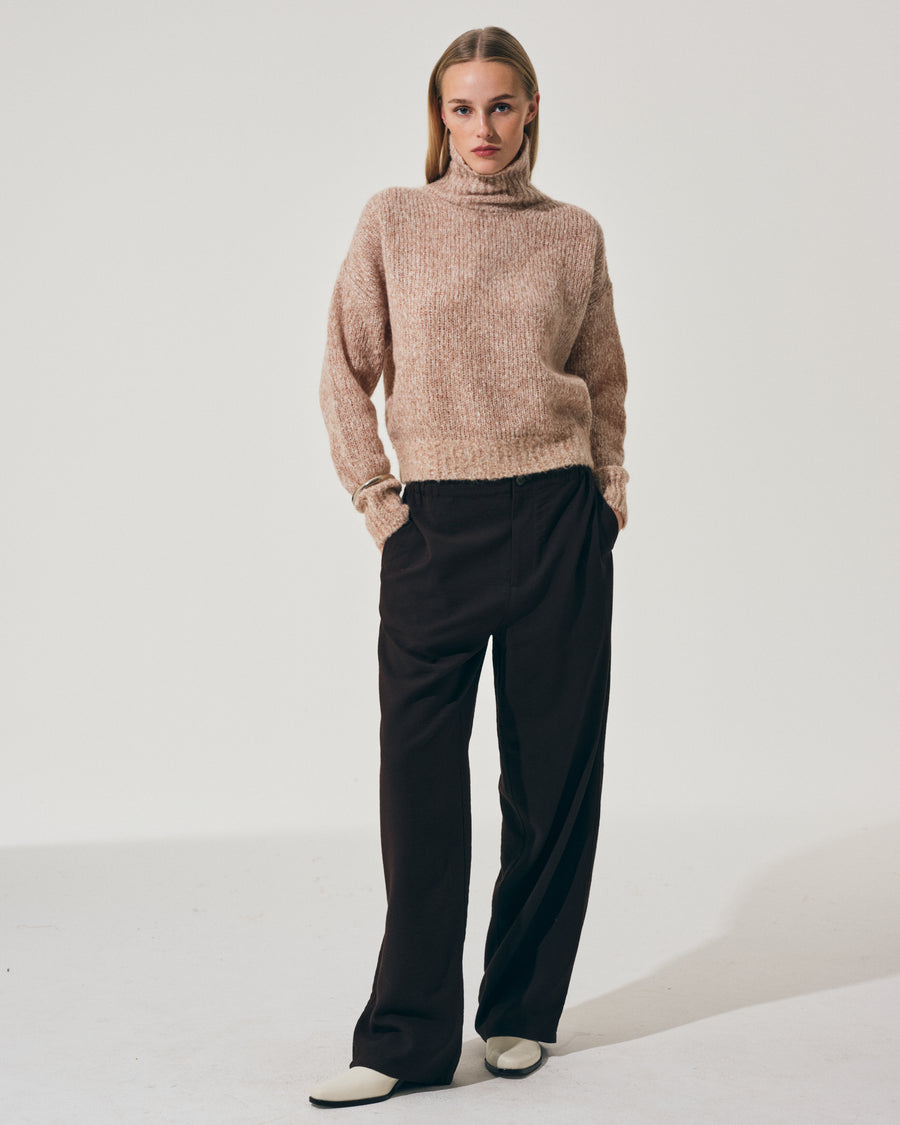 Scaglione MOCK NECK OVER MOULINE' CARAMEL Shopping Online