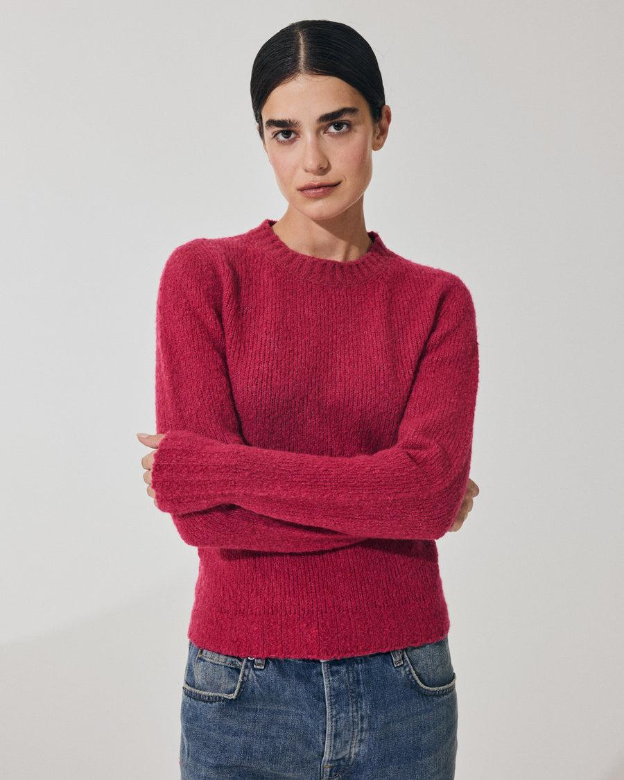 Scaglione ROUND NECK SLIM PUFFED CASHMERE SEAMLESS DAHLIA Prezzo Ridotto