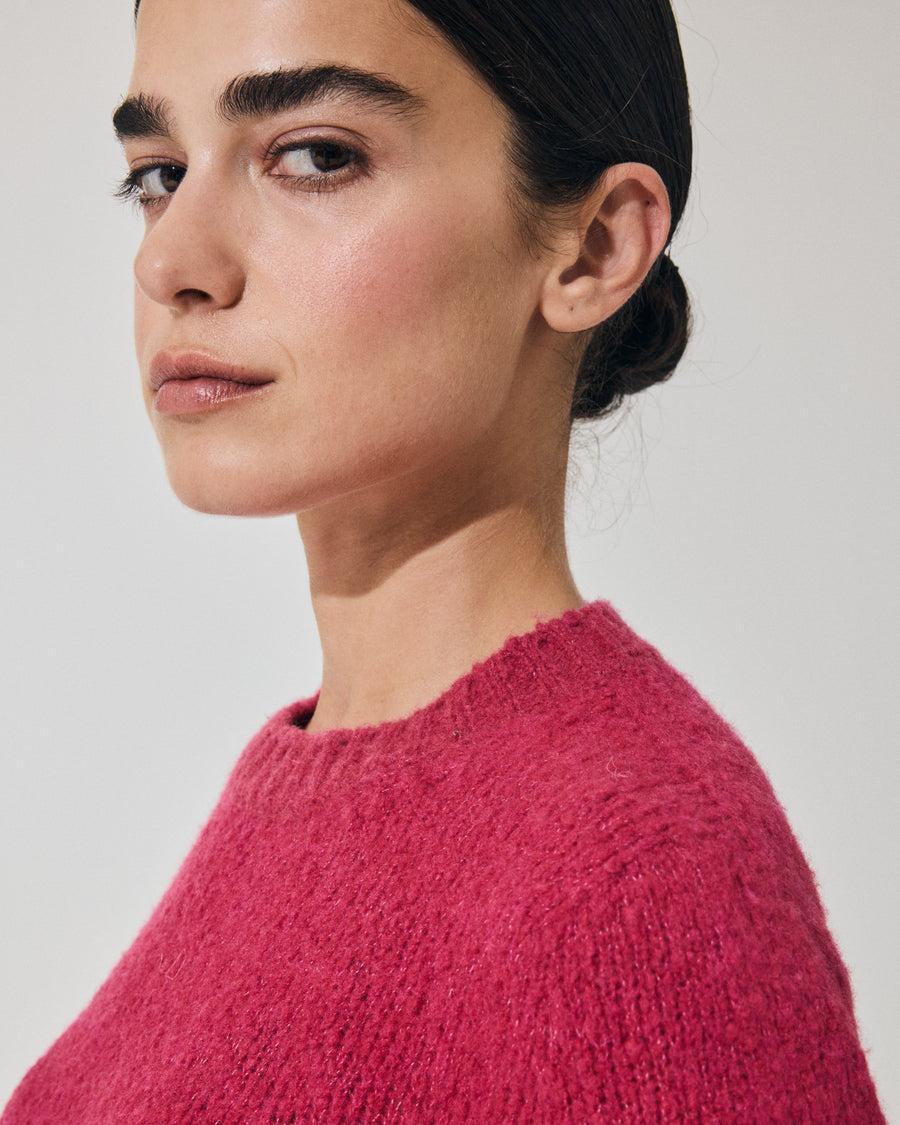 Scaglione ROUND NECK SLIM PUFFED CASHMERE SEAMLESS DAHLIA Prezzo Ridotto