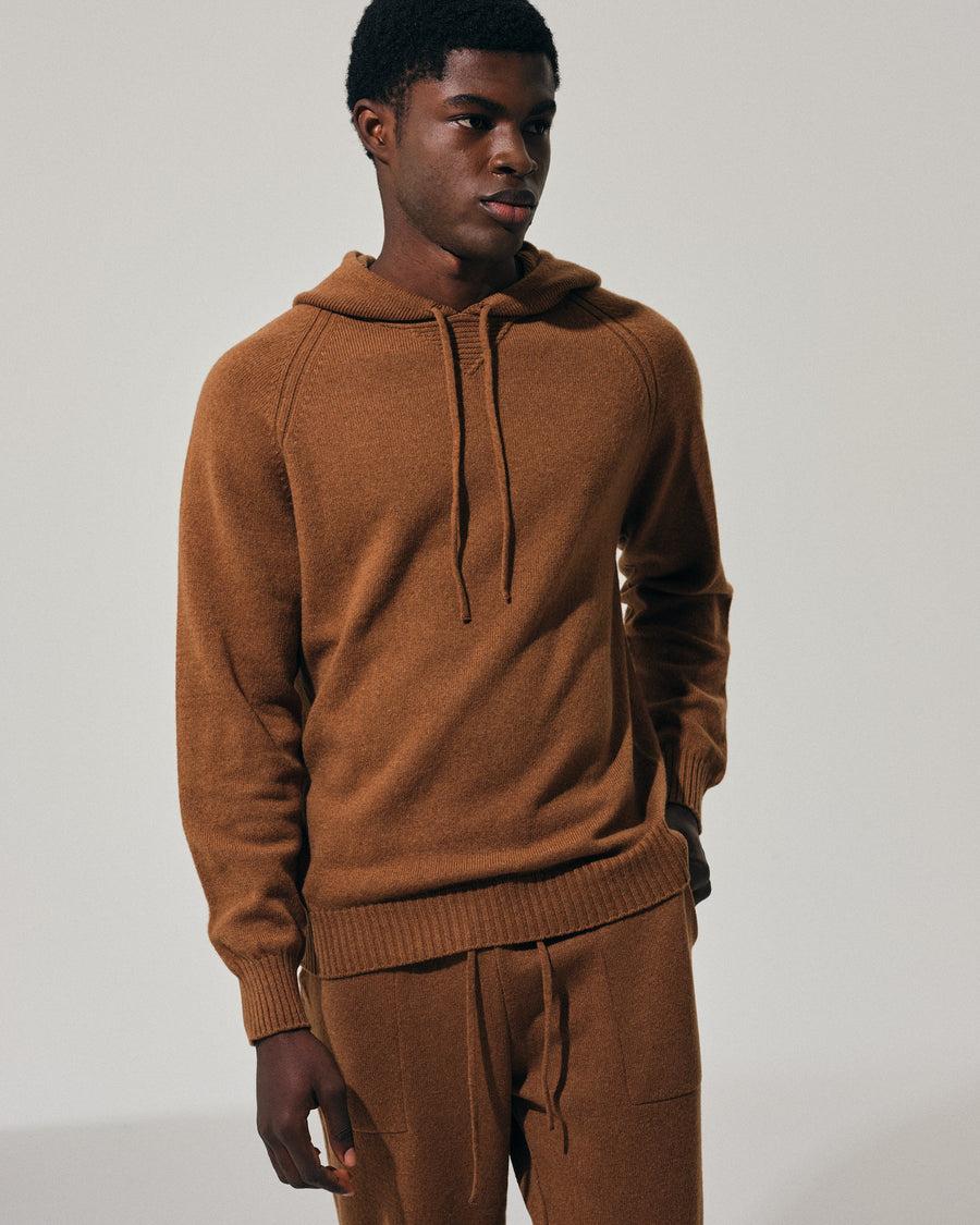 Scaglione HOODY RAGLAN HYBRD CASHMERE RHUM Saldi