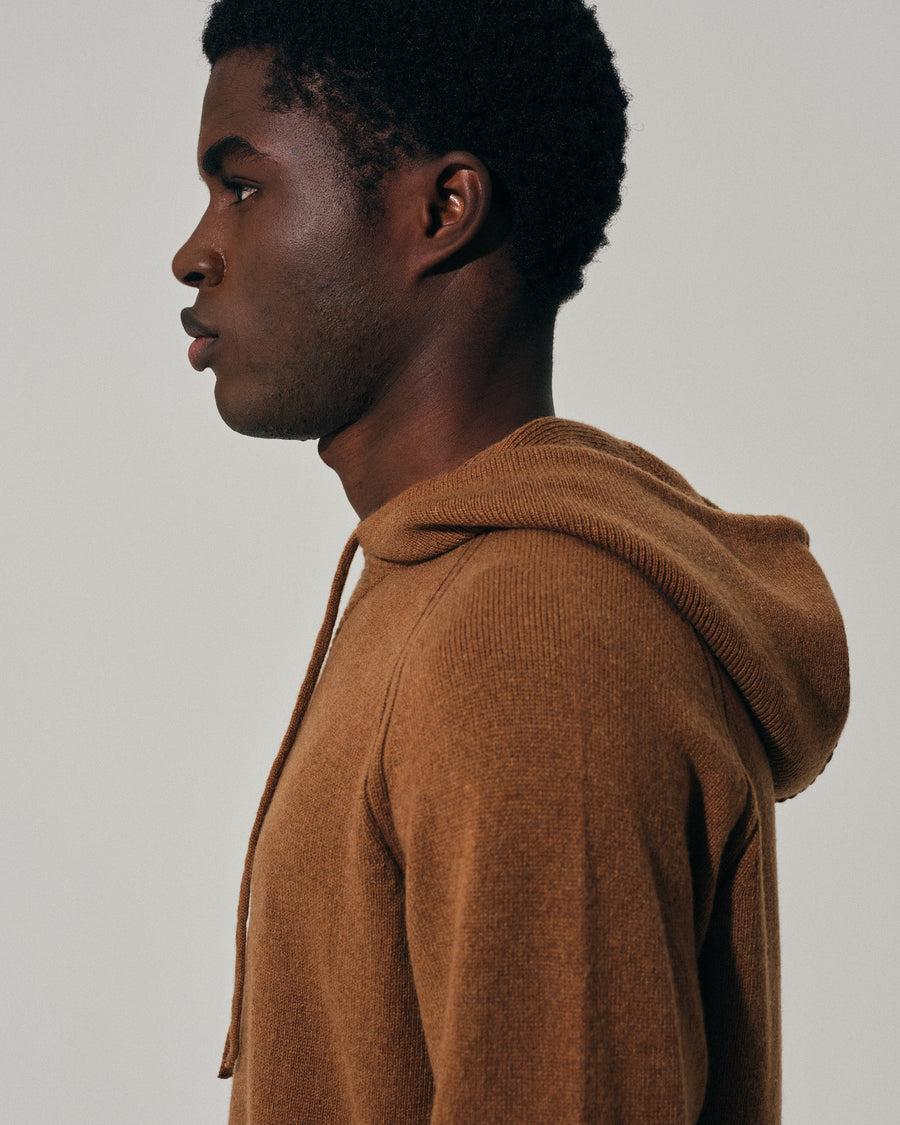 Scaglione HOODY RAGLAN HYBRD CASHMERE RHUM Saldi
