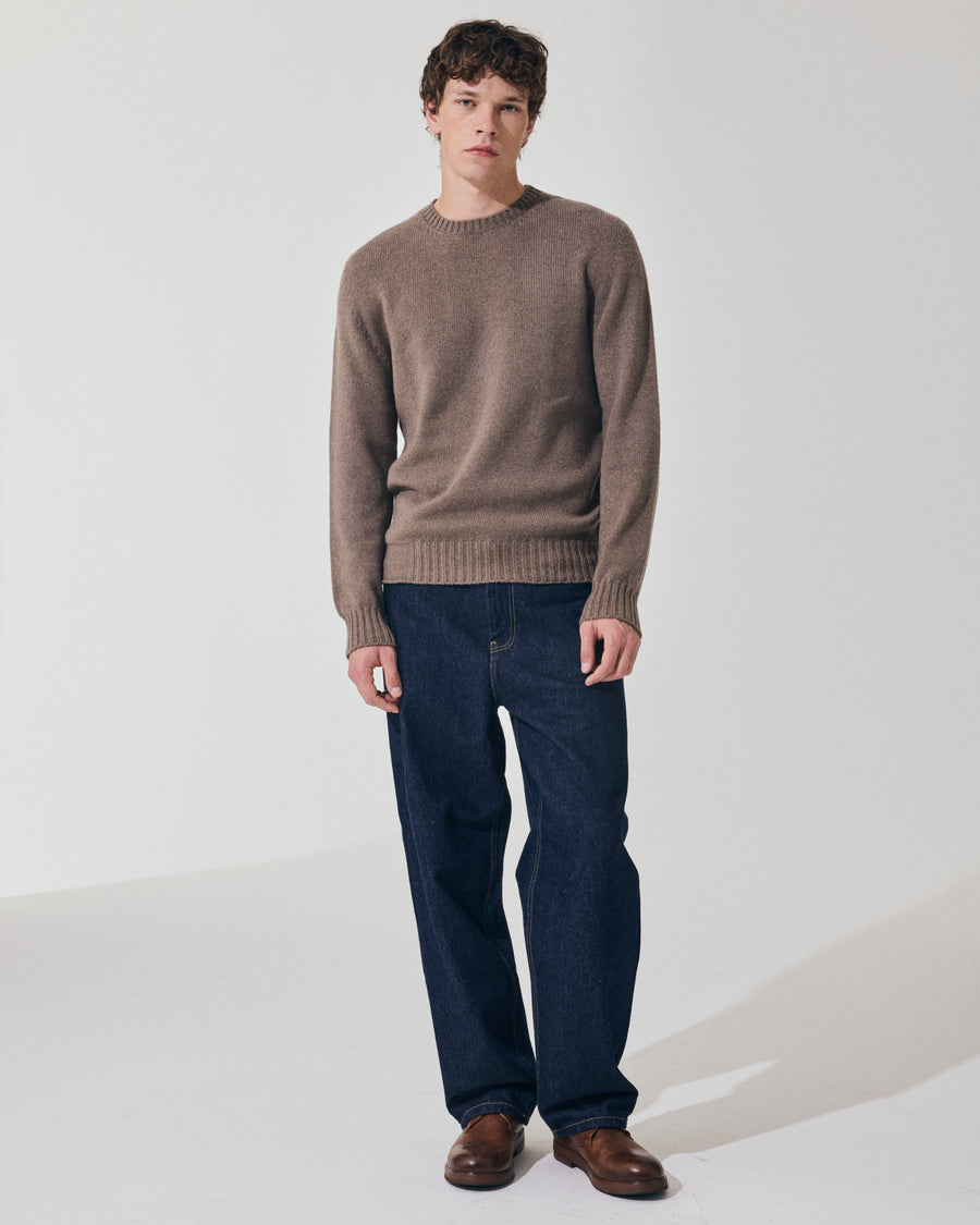 Scaglione ROUND NECK SOFT HYBRD CASHMERE TAUPE Vendita Calda