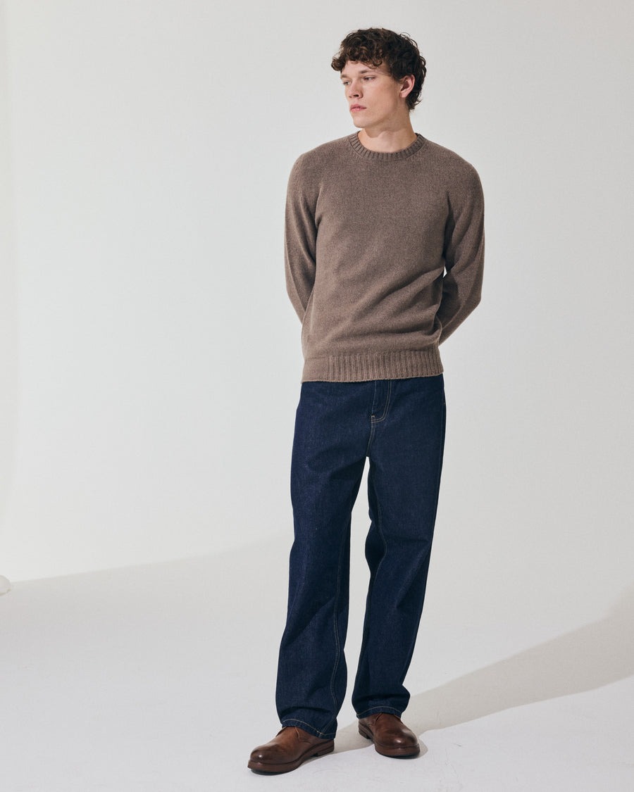 Scaglione ROUND NECK SOFT HYBRD CASHMERE TAUPE Vendita Calda