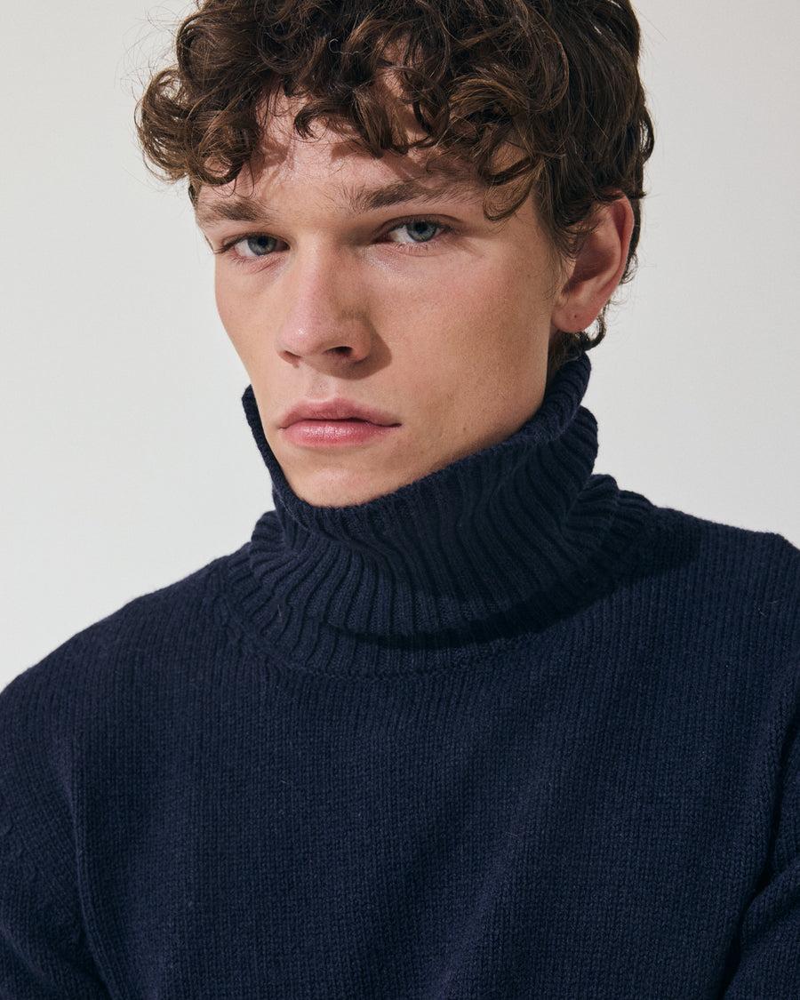 Scaglione TURTLE NECK SEAMLESS SOFTWOOL DKNAVY Saldi Di Fabbrica