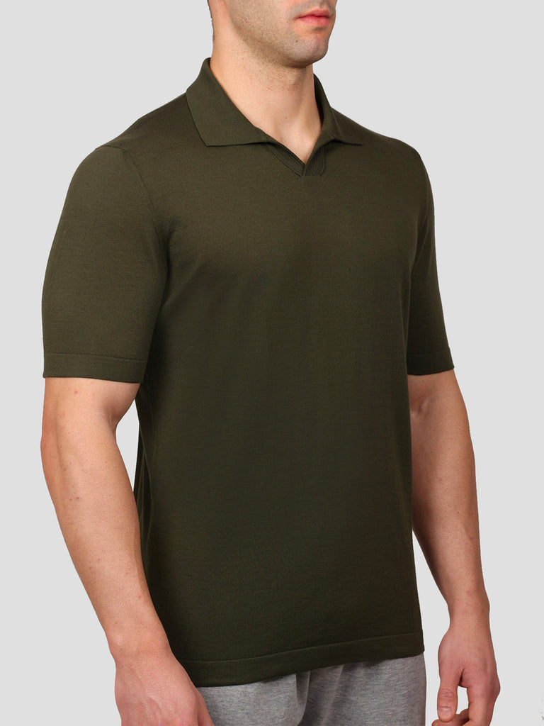 Svevo Polo scollo a V 100% Cotone Supersoft Verde Presa