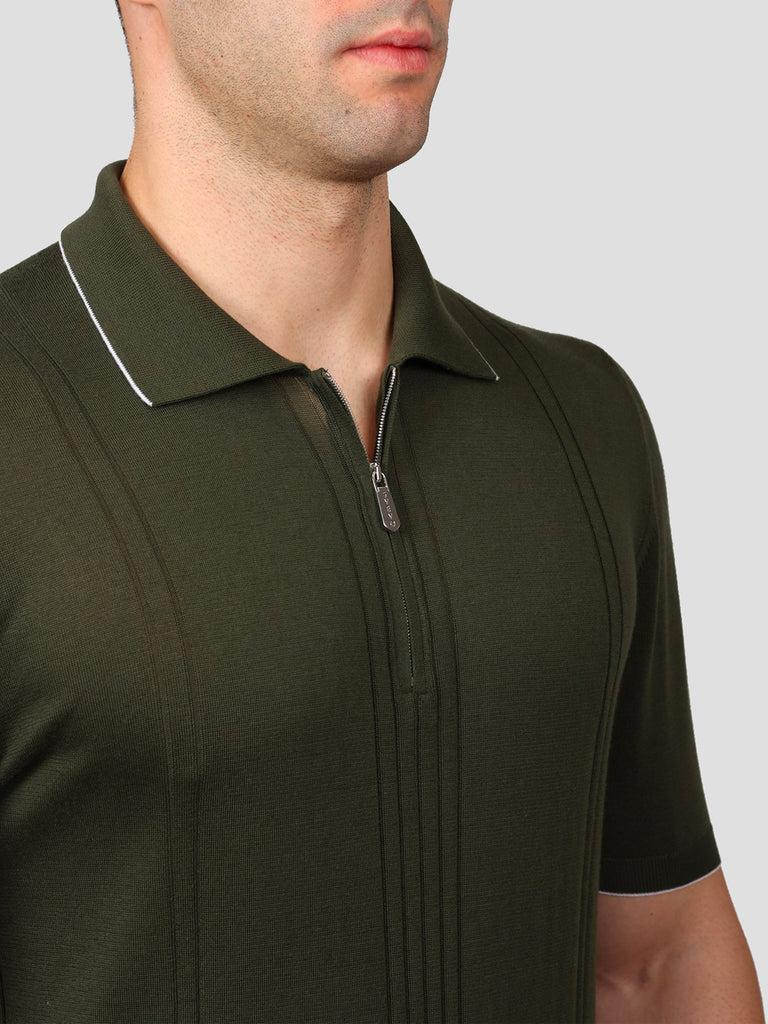 Svevo Maglia Polo con Zip 100% Cotone Supersoft Verde Sconto