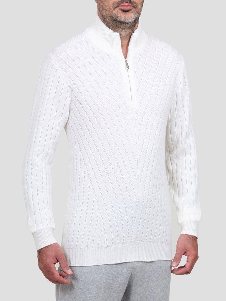 Svevo Lupetto con zip 100% Lana Bianco Convenienza