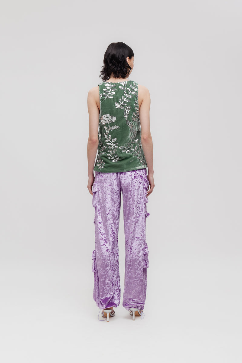 Weili zheng Canottiera in velluto ricamato Shopping Online