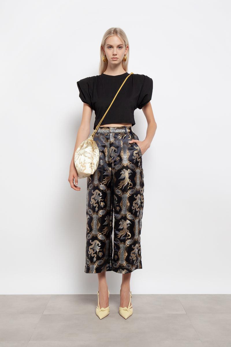 Weili zheng Pantalone a palazzo in broccato Sconto