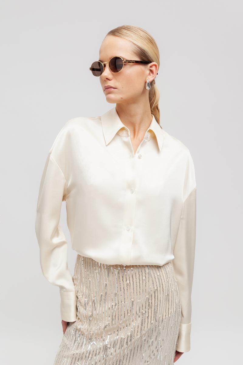 Weili zheng Camicia in satin Saldi Di Fabbrica