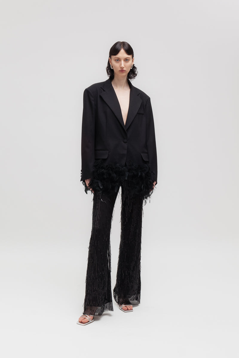 Weili zheng Giacca in gabardina con piume I Più Venduti