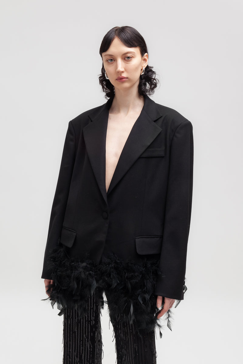 Weili zheng Giacca in gabardina con piume I Più Venduti