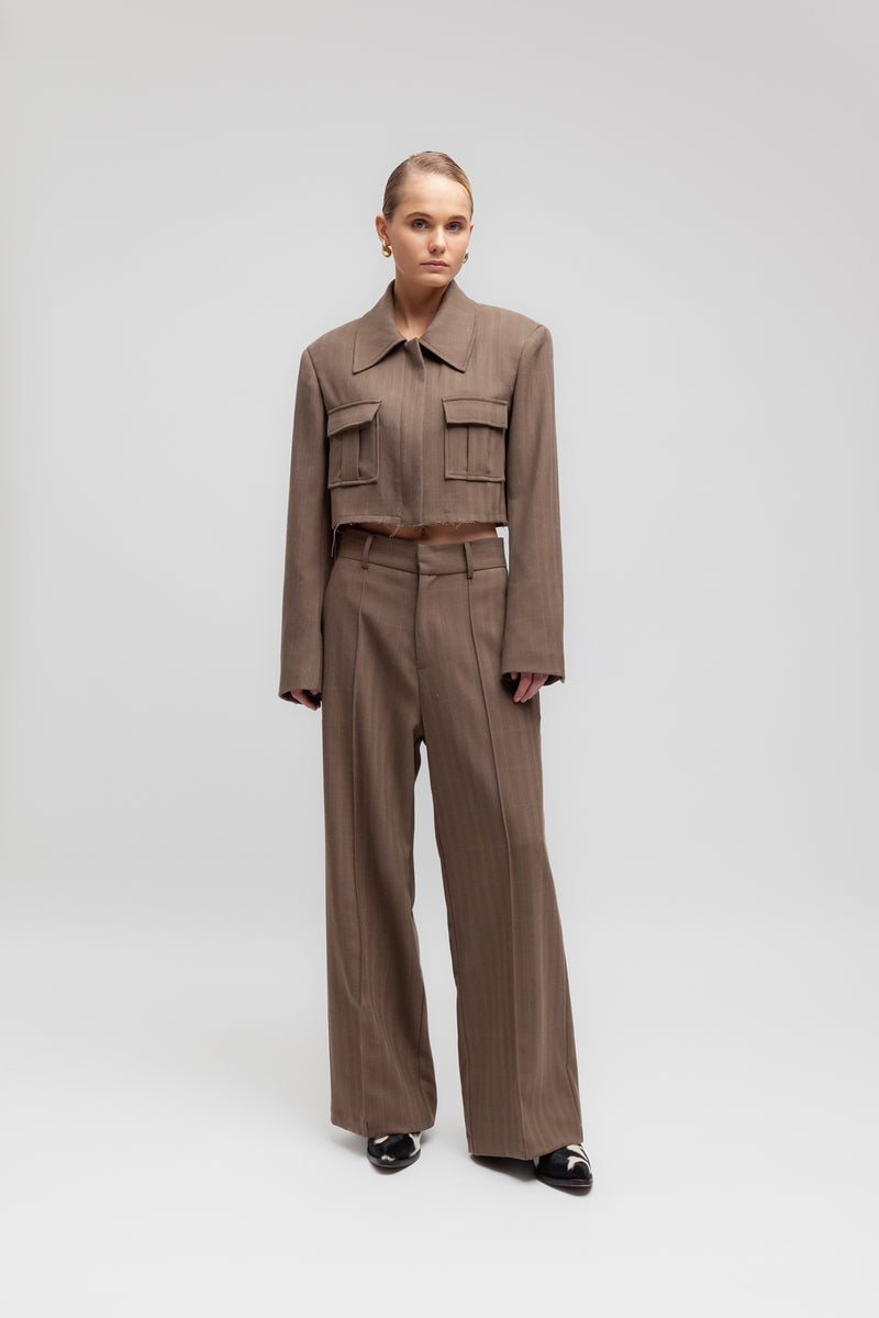 Weili zheng Pantalone wide leg in panno spigato Nuovo