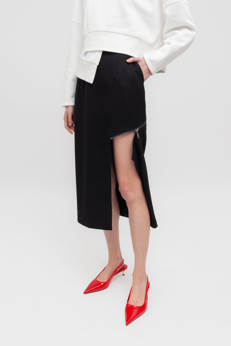 Weili zheng Longuette in gabardina con zip diagonale Offerta speciale della fabbrica