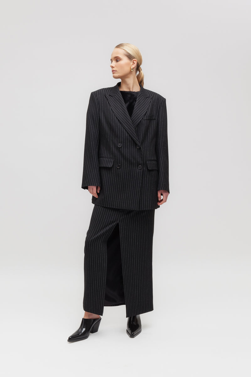 Weili zheng Blazer gessato con spalle imbottite Italia