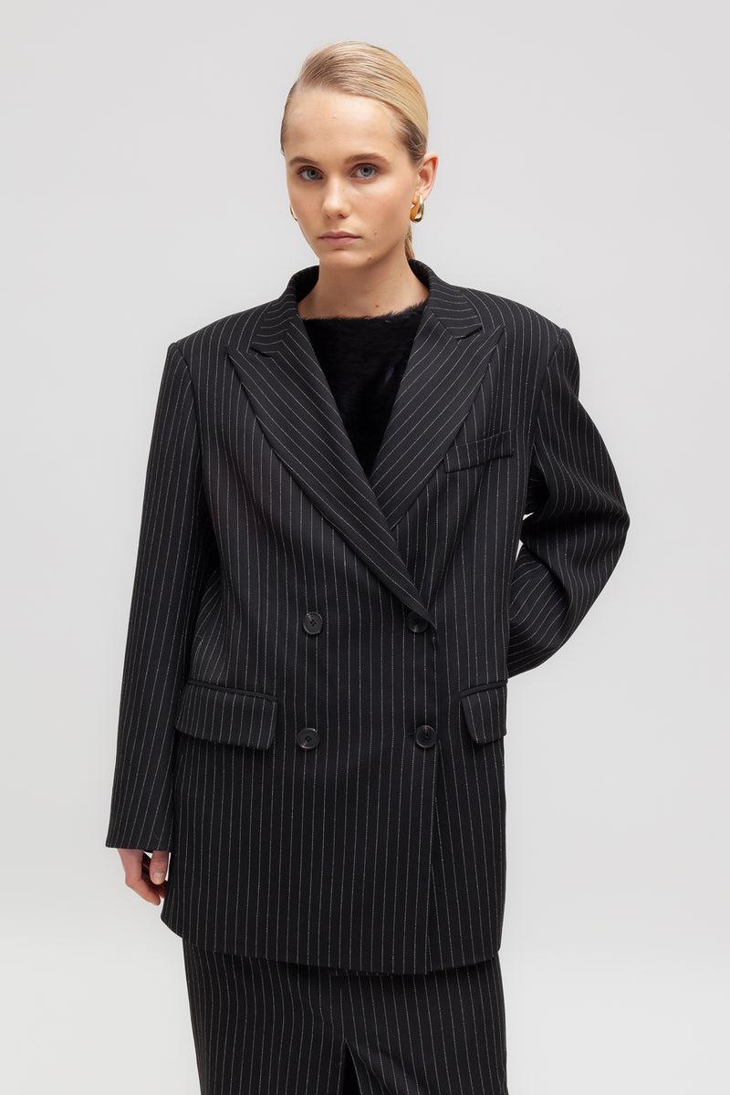 Weili zheng Blazer gessato con spalle imbottite Italia