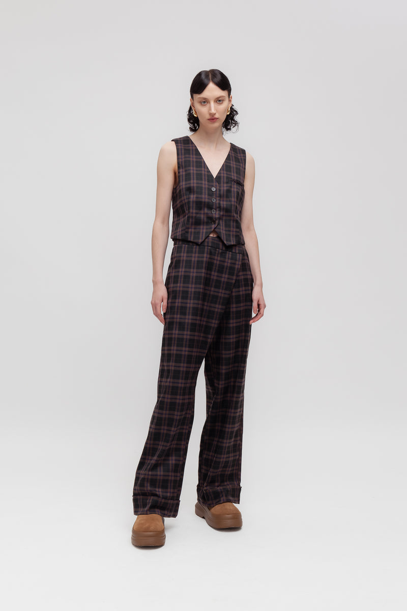Weili zheng Gilet classico in gabardina check Acquista Ora