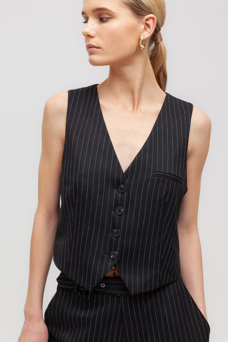 Weili zheng Gilet classico in gabardina gessata Consegna Veloce