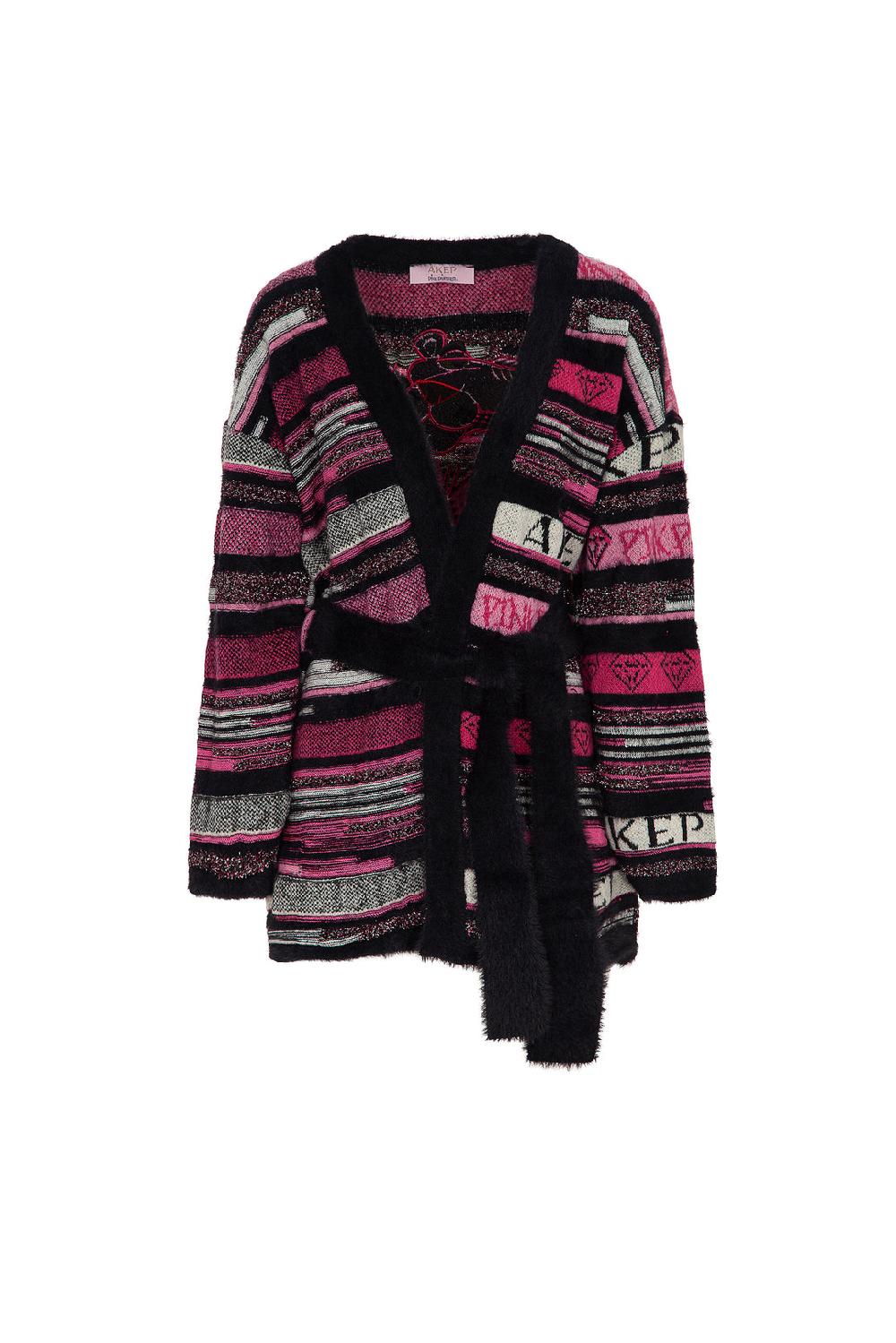 Akep CARDIGAN JACQUARD CON CINTURA - CAPSULE "AKEP X PINK PANTER" Vendita Economica