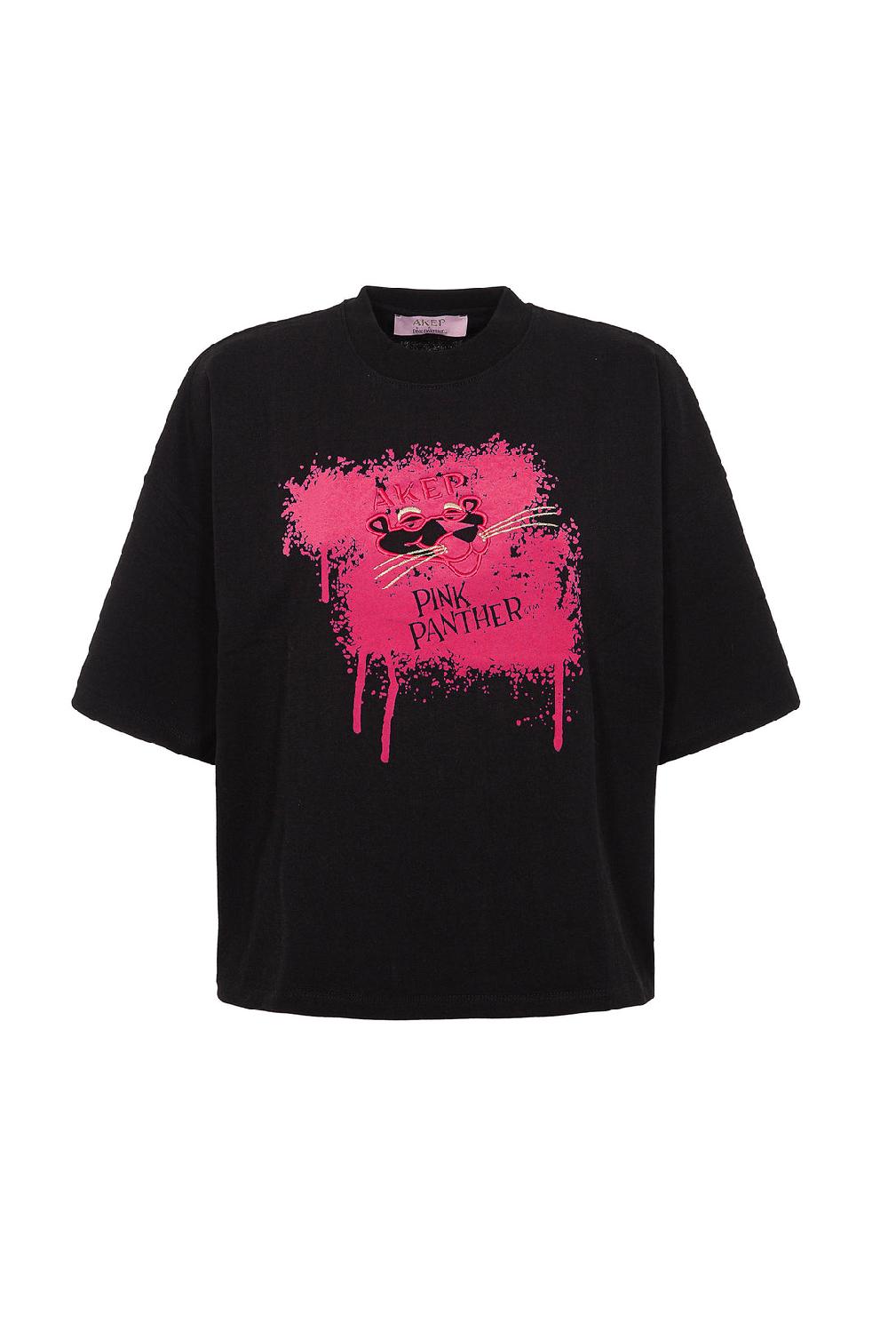 Akep T-SHIRT OVERSIZE CON STAMPA FLOCK - CAPSULE "AKEP X PINK PANTER" Vendite Flash