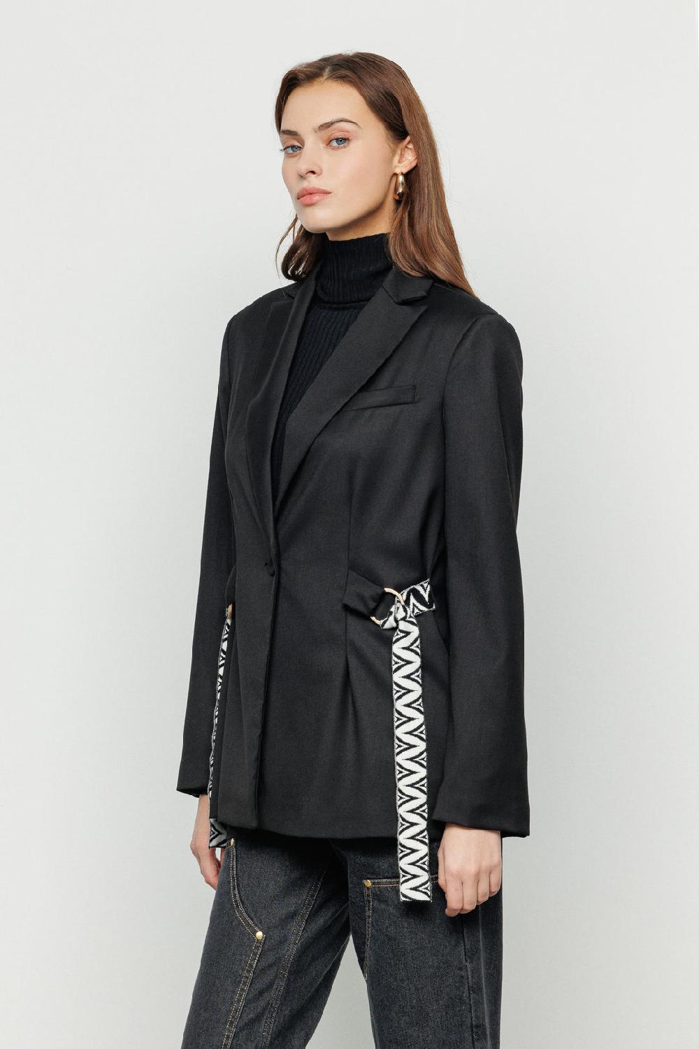 Akep BLAZER AKEP IN FRESCO LANA CON CINTURA IN MAGLIA JACQUARD Qualità